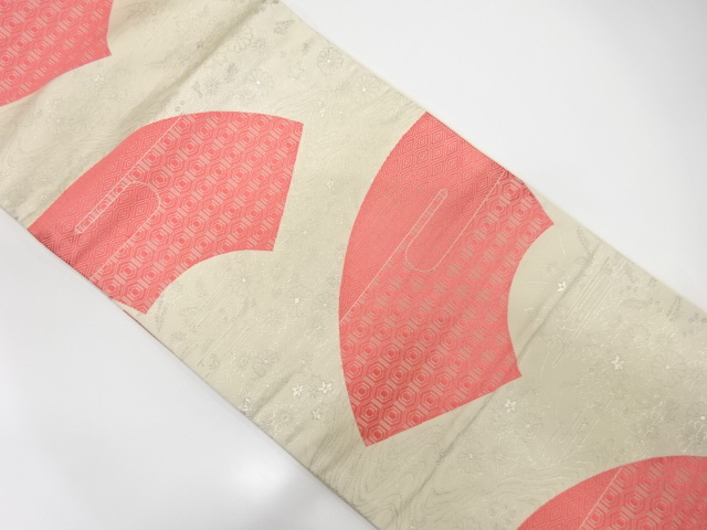 JAPANESE KIMONO / ANTIQUE FUKURO OBI / SILK / WOVEN STREAM & FLOWER